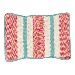 Handmade by Emily Shrum Crochet Baby Blanket Pink Blue Cream Striped Knit Throw